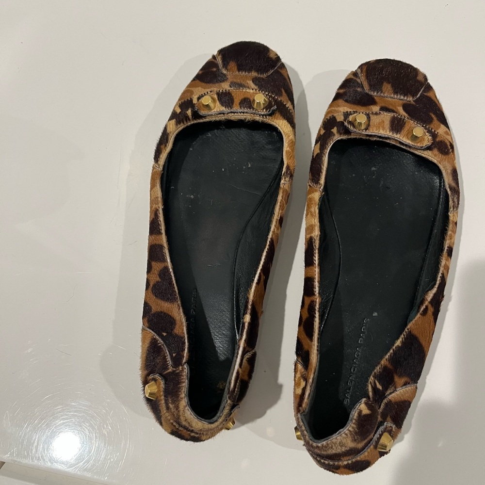 Balenciaga Brown Leopard Print Flats sz 8